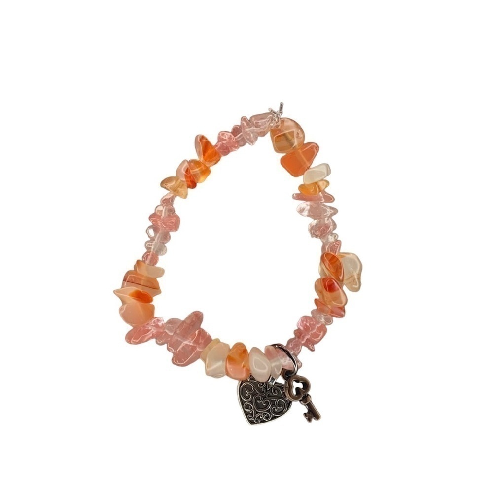 Pink and orange crystal bead bracelet
